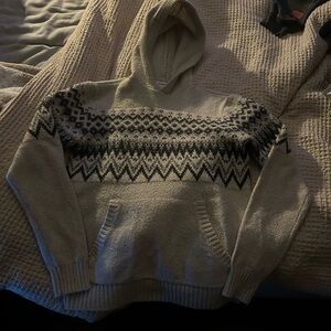 Old Navy Cream and Black Knit Hoodie